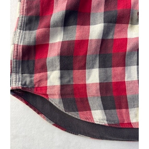 J Crew Shirt Mens MED Red Grey Plaid Flannel‎ Workshirt Button Up Cotton Casual - Picture 5 of 11